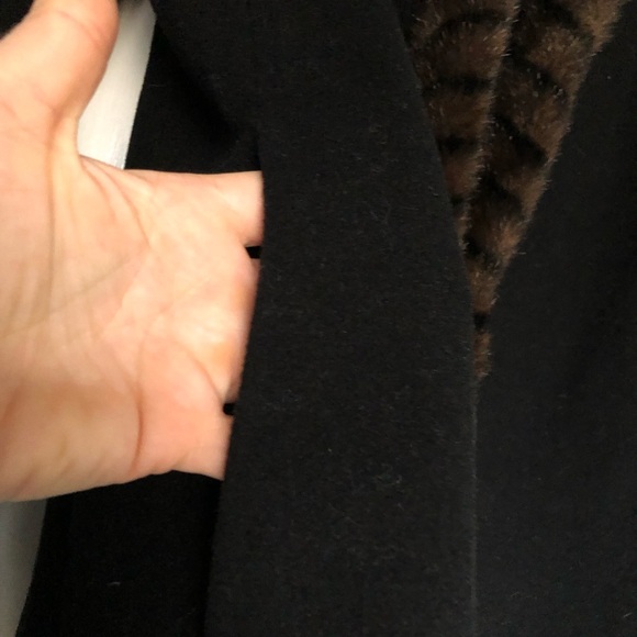 Marvin Richards 100% Wool Women's Black Fur Trim Old Rich Long Coat - Picture 6 of 14